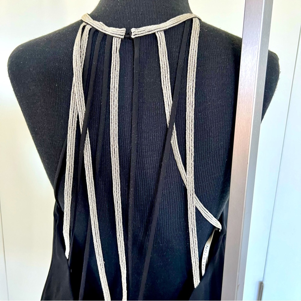 NWOT Halston Sexy back black halter neck top size S